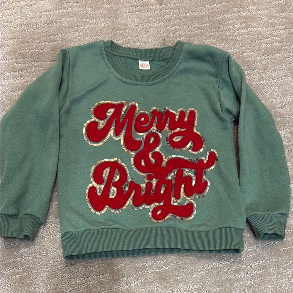 Kids Green Merry & Bright Sweatshirt